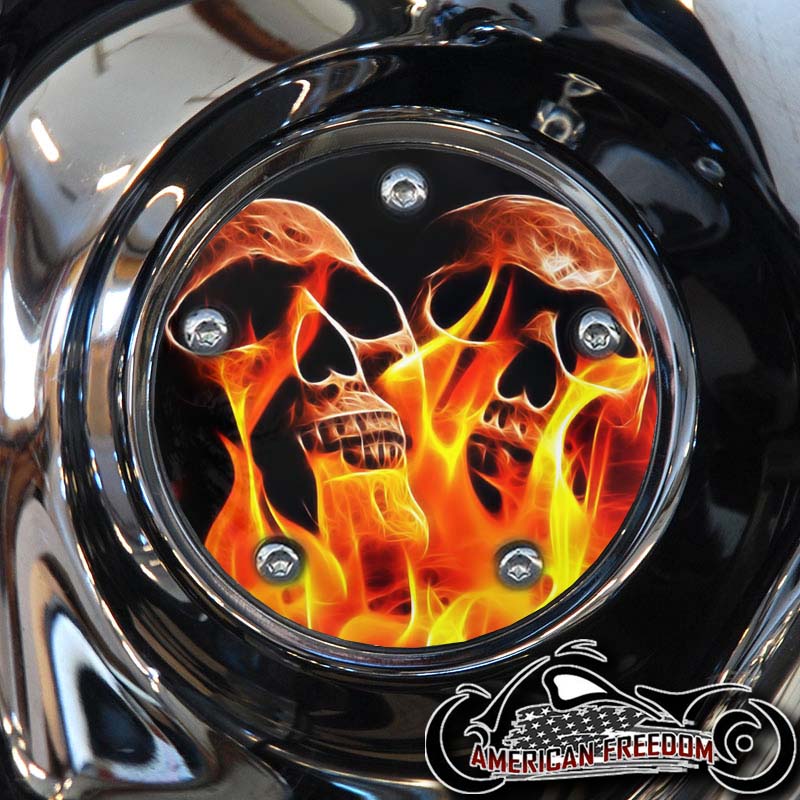 Custom Timing Cover - Skulls With Flame